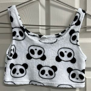 Shein Girls Panda Bear Crop Pajama Top - Size 11 / 12 - VGUC